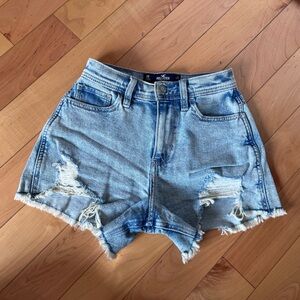 Hollister Blue Jean Shorts Distressed High-Waisted